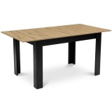 Masa pentru sufragerie/living, Artool, cu blat extensibil, pal, negru si stejar artizanal, 120-160x80x75 cm