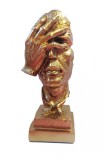Cumpara ieftin Statueta Decorativa Masca Nu Vad Aurie 33cm Rasina - Obiect Decor Elegant Casa Birou - Cadou Deosebit