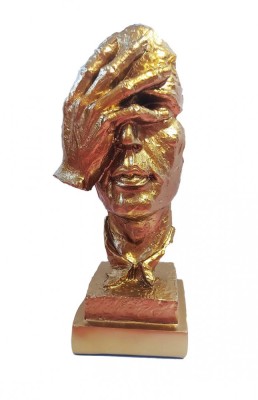 Statueta decorativa masca, Nu vad, Gold, 33 cm, HC3021X foto