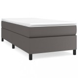 Cumpara ieftin Pat box spring cu saltea, gri, 80x200 cm, piele ecologica