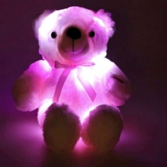 Lumina de veghe Ursulet din plus, LED-uri multicolore, alimentare baterii foto