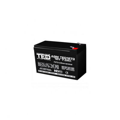 Acumulator AGM VRLA 12V 7,3A dimensiuni 151mm x 65mm x h 95mm F2 TED Battery Expert Holland TED003249 (5) foto