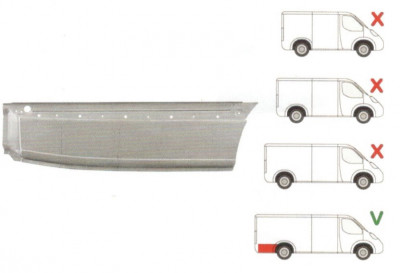 Segment reparatie aripa spate Mercedes Sprinter 2006-, VW Crafter 2005- L=4700mm Partea Dreapta, Spate, model :foarte lung - EXTRA LONG lungime 1180 foto