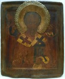 Icoana veche pe lemn, Sfantul Nicolae, 16-17, 30x 26, Rara