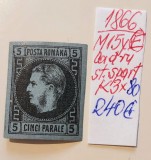 Marca Postala Carol cu Favoriti 1866, 5 p., cadru spart