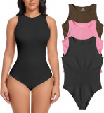 AR Femei Bodysuits 3 bucată Tank Topuri cu nervuri fără m&acirc;neci Sexy One Piece Ha