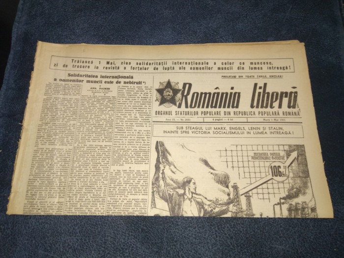 ZIARUL ROMANIA LIBERA 1 MAI 1951