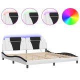 Cadru de pat Viana cu LED fara saltea alb/negru 200x200 cm