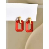 Cumpara ieftin Cercei Forma Geometrica Rosu cu Auriu 3.8x2.1cm - 80449
