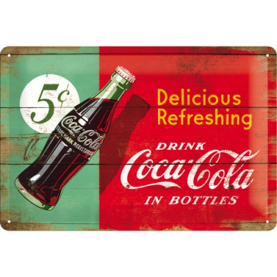 Placa metalica - Coca Cola - Refreshing Green - 20x30 cm foto