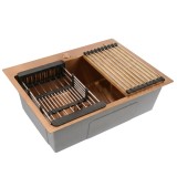 Chiuvetă din oțel cu set de accesorii 3 buc. REA Liam Brush Copper