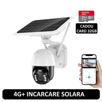 Camera de supraveghere PTZ inteligenta cu panou solar si conexiune 4G SIM foto
