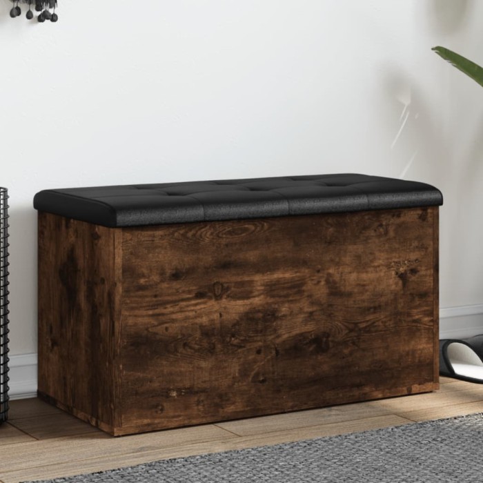 vidaXL Bancă de depozitare, stejar fumuriu, 82x42x45 cm lemn prelucrat 835051