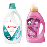 Cumpara ieftin Detergent lichid pentru rufe albe Active, 6 litri, 120 spalari + Balsam de rufe Active Happy Day, 1.5 litri, 60 spalari