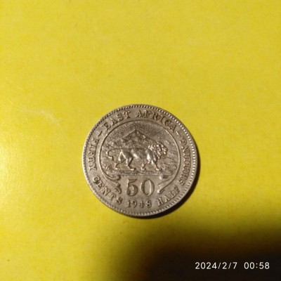 -Y- MONEDA 50 CENTS 1948 EAST AFRICA VG+ foto