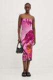 Desigual rochie LAKECOMO L culoarea roz, midi, mulată, 25SWVK39