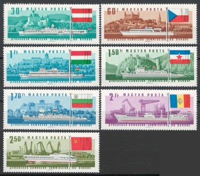 Ungaria 1967 Mi 2323/29 MNH - A 25-a sesiune a Comisiei Dunarii foto