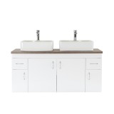 Dulap inferior Bianco 130 fără chiuvetă cu blat de lucru rauna alb lucios