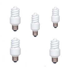 SET 5 becuri fluorescent Panasonic, soclu E27, putere 13W, forma spirala, lumina alb rece, alimentare 220 - 240 V, "EFD13E672V-5" (timbru verde 2.25 l