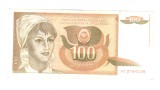 Bancnota Yugoslavia 100 dinara/dinari 1.III.1990, stare foarte buna