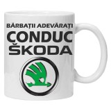 Cana alba personalizata &quot;Barbatii adevarati conduc &quot;skoda&quot;, INOVATIX&reg;️. 330ml, Oem