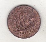 Bnk mnd Marea Britanie Anglia 1/2 penny 1952 corabie, Europa