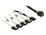 Cablu Mini SAS HD SFF-8643 la 4 x SATA 7 pini Reverse + Sideband 1m, Delock 83322