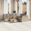 VidaXL Set de canapele pentru grădină cu pernă 13 pcs Bej Rattan poli 3362582