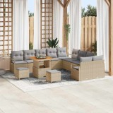 vidaXL Set de canapele pentru grădină cu pernă 13 pcs Bej, Gri deschis