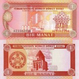 Turkmenistan 1 Manat 1993 UNC Bancnota Necirculata Asia