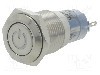 Intrerupator anti-vandalism, ON-ON, &Oslash;16mm, ONPOW - LAS2GQF-11ZDT/B/24V/S