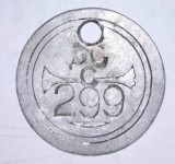 CY - Jeton / contramarca Romania &quot;PC 299 Scularie&quot; / aluminiu