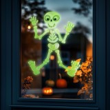 Decor de fereastra fosforescent de Halloween - schelet - 24 x 15 cm