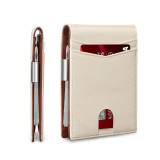 Portofel din piele pentru barbati, slim, cu protectie antiscanare carduri, be, BUSY Ldy&amp;Gtm