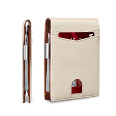 Portofel din piele pentru barbati, slim, cu protectie antiscanare carduri, be