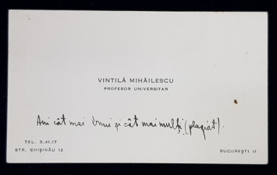 CARTEA DE VIZITA A PROFESORULUI UNIVERSITAR VINTILA MIHAILESCU foto