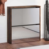 vidaXL Pantofar cu oglindă, 2 niveluri, stejar fumuriu, 63x17x67 cm 342632