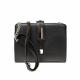 Geanta din Piele Eco Neagra cu Bareta Lunga, Divya