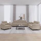 VidaXL Set de canapele cu perne, 3 piese, gri taupe, microfibră