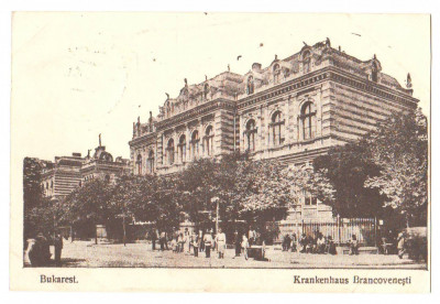 SV * Bucuresti * PALATUL BRANCOVENESC * 1917 * stampila germana militara * WWI foto