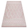 Covor ECO SISAL BOHO MOROC Caro 22297 franjuri - două niveluri de l&acirc;nă roz / cremă, covor reciclat, 155x220 cm