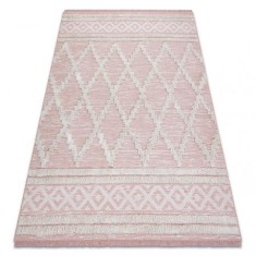 Covor ECO SISAL BOHO MOROC Caro 22297 franjuri - două niveluri de l&acirc;nă roz / cremă, covor reciclat, 78x150 cm