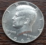 (A711) MONEDA DIN ARGINT SUA - HALF DOLLAR 1965, KENNEDY, 11.5 GR., PURITATE 400, America de Nord