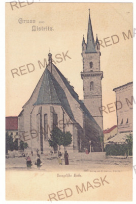 911 - BISTRITA, Evangelical Church, Romania - old postcard - unused foto