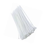 Set 100 coliere PVC 3.6x300mm alb pentru organizare cabluri si fixare rapida