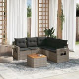 vidaXL Set mobilier grădină cu perne, 6 piese, gri, poliratan 3224562