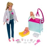 Papusă Medic Pediatru cu 2 Bebelusi și Set Medical, CMCLASS