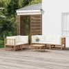 VidaXL Set mobilier de grădină cu perne alb crem, 6 piese, bambus 3155186