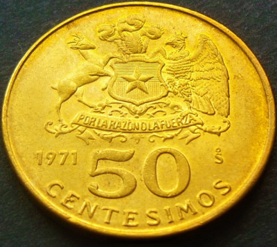 Moneda exotica 50 CENTESIMOS - CHILE, anul 1971 *Cod 880 B foto