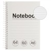 Carnet Notițe, A6, 64 File, Linii, Copertă Moale, Spirală, Gri Alb, Oem